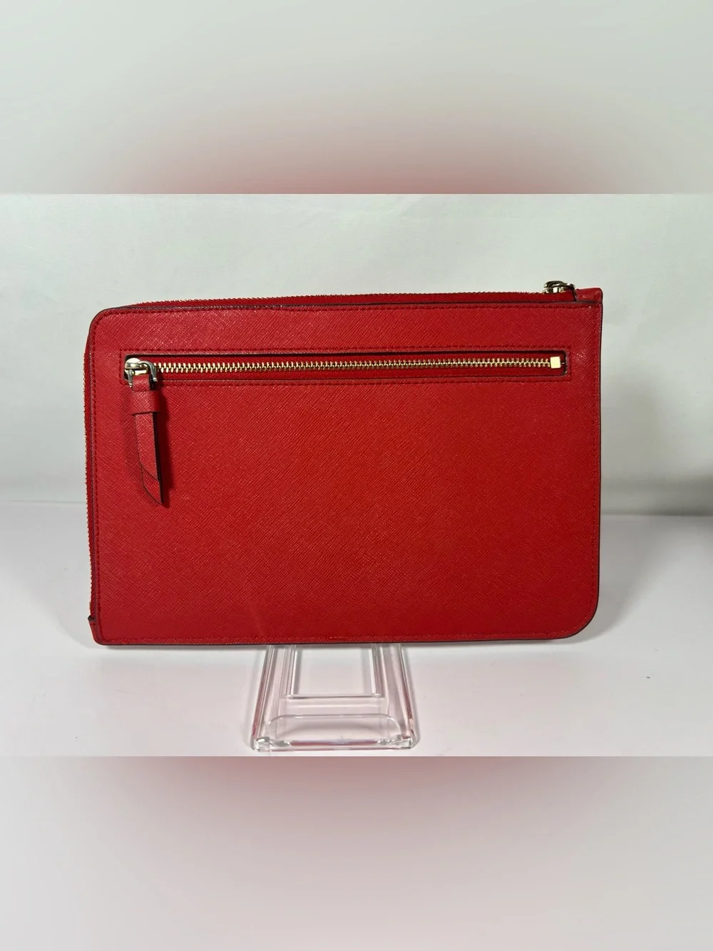 Kate Spade New York Red Saffiano Leather Zip Wristlet Clutch